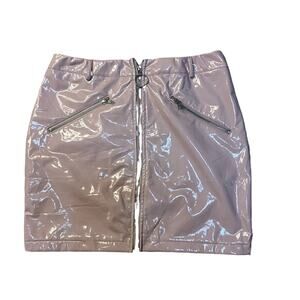 Yimeili Rose Pink Pleather Mini Pencil Skirt (l)